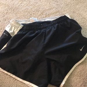 black and white nike shorts with white band